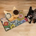 thumbnail image 3 of Boho Retro Floral Pet Feeding Mat-Abstract Art Pattern Absorbent Pet Placemat for Food and Water Bowl, with Waterproof Rubber Backing, Quick Dry Water Dispenser Mat for Dog and Cat (12"x20"), 3 of 6