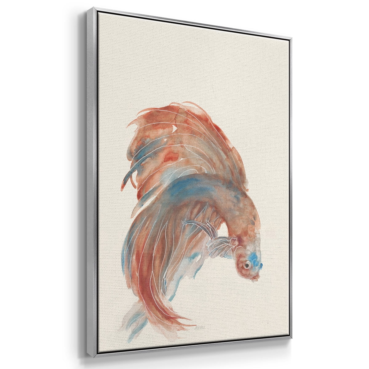 Betta III Framed Premium Gallery Wrapped Canvas - Ready to Hang - 17 x 25 - Silver Floating Frame