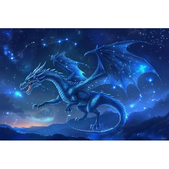 500 Pieces Puzzle for Adults Fantasy Dragon Constellation - Safe Wooden, Hi-Definition Printing Beautiful Drawings, Spend The Winter Vacation and Beautiful Christmas, Elevate Yourself Gift Decor
