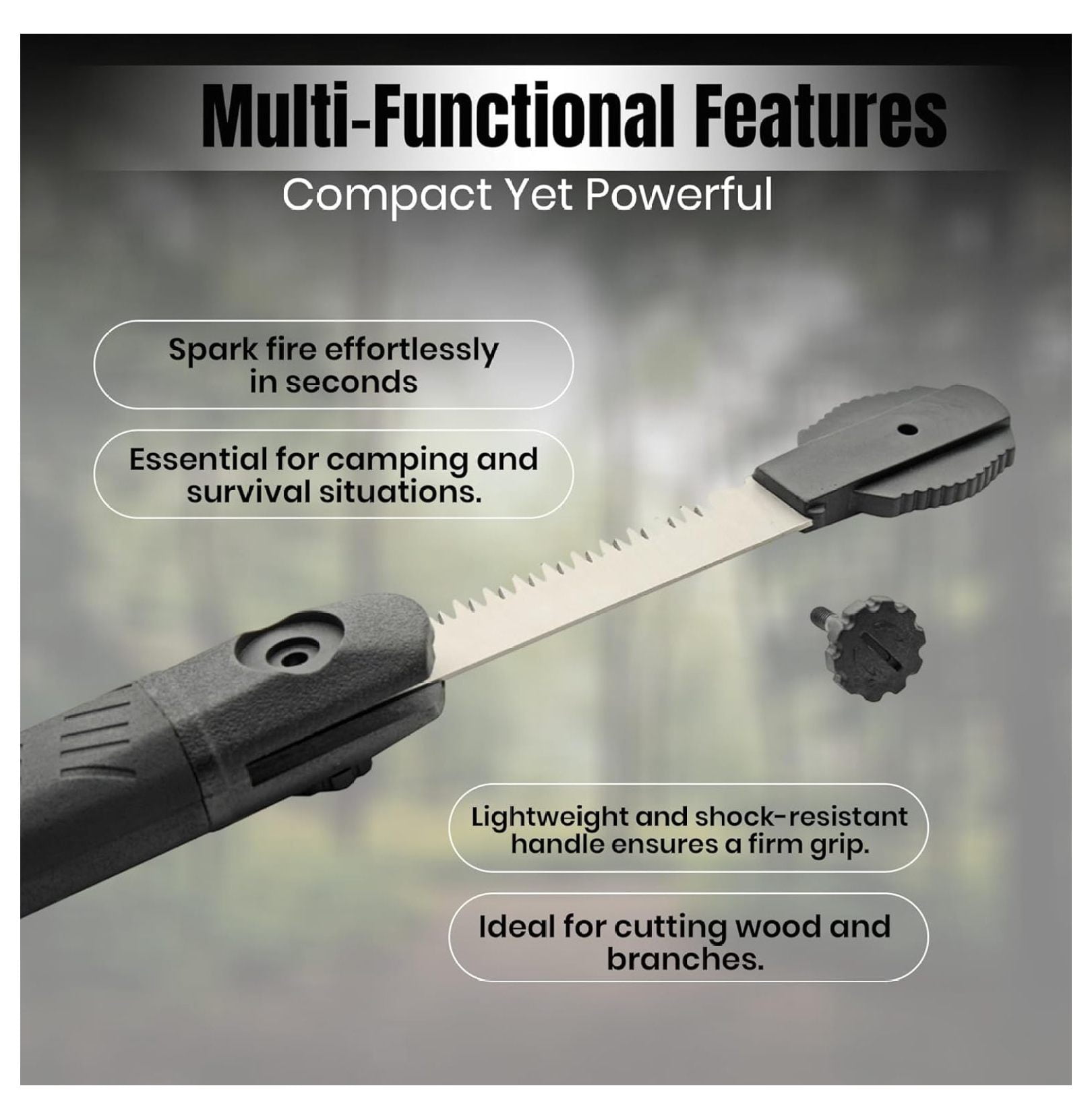 17.5-Inch Hiker's Hatchet – Multi-Tool Axe with Saw, Fire Starter, Hammer, and Nylon Fiber Handle – Includes Sheath for Camping and Survival