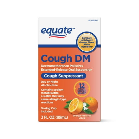 - Equate Cough DM, Cough Suppressant, Orange Flavored, 3 Fl Oz