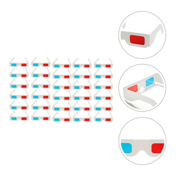 WHAMVOX  30 Pcs Cardboard Glasses Anaglyph Video Frame 3d Movie for Kids Child White