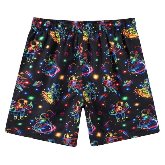 LRen Boys Swim Trunks 14-16 with Boxer Brief Liner High Stretch Drawstring Beach Casual Shorts Boys Casual Comfortable Cartoon Dinosaur Prints Beach Bathing Suit Toddler Swimsuit Swimwear