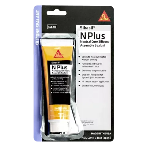 Sikasil®-N Plus CLEAR general purpose, one-component, non-sag, elastomeric, 100% RTV neutral cure silicone sealant