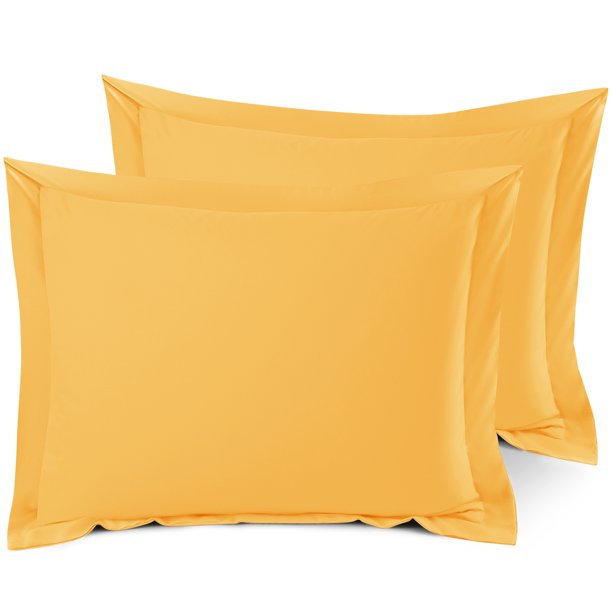 Set of 2 Standard 20"x26" Size Pillow Shams Yellow, Hotel Luxury Soft