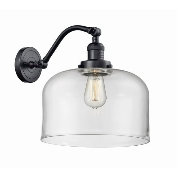 515-1W-BK-G72-L-Innovations Lighting-Bell - 1 Light Wall Sconce In Industrial Style-13 Inches Tall and 12 Inches Wide-Matte Black Finish-Clear Glass