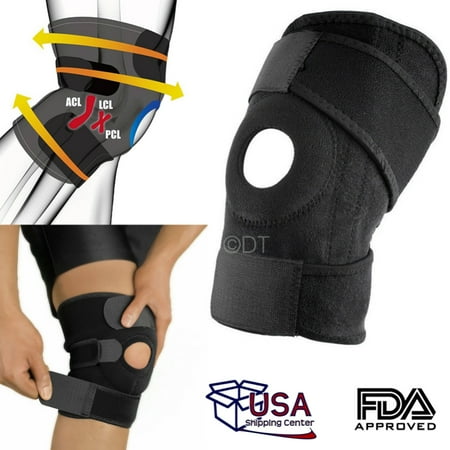 Adjustable Knee Patella Support Brace Sleeve Wrap Cap Stabilizer Sport Black