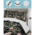 thumbnail image 3 of Twin Quilt Bedding Set, Black Spring Floral Reversible Summer Quilt 3 Pieces, Elegant Pastoral Flowers Birds Watercolor Lightweight Bedspreads Coverlets with 2 Pillow Shams for All Seasons, 3 of 5