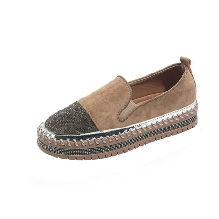 

AnuirheiH Women Shoes Plus Velvet Fall And Winter New Thicksoled Peas Shoes Cotton Shoes Plush Shoes 4$ off 2nd item