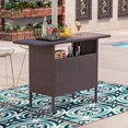thumbnail image 2 of Outsunny 55" Rattan Bar Table with 2 Storage Shelves and Steel Frame, 2 of 10