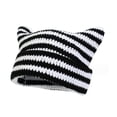 thumbnail image 1 of Gorros vintage Y2K, gorro de punto con orejas de gato, gorros de invierno para mujer, gorro de zorro para mujer, accesorios grunge, gorros holgados para mujer, gorros de crochet para mujer, 1 of 6