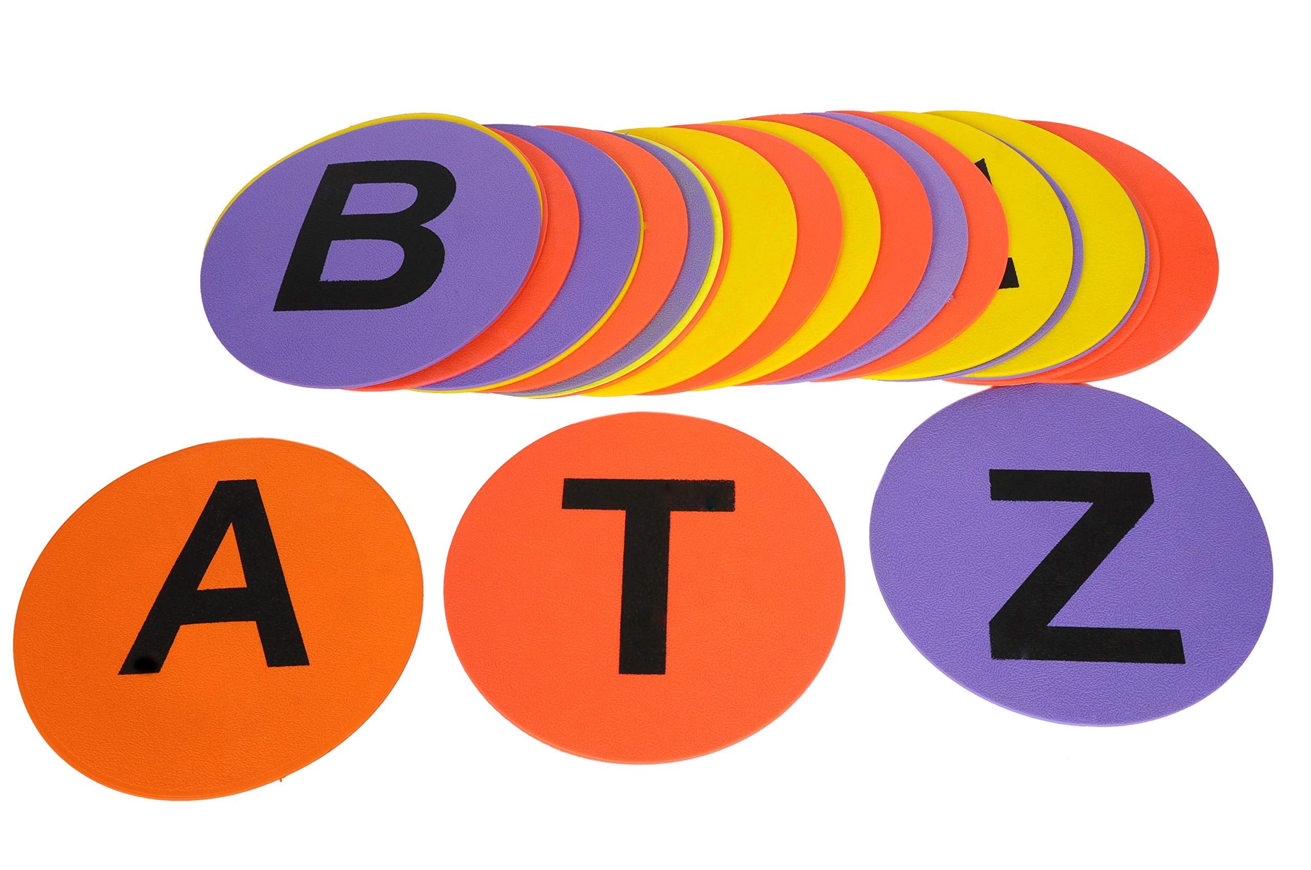 GSi 8-Inch Non-Slip TPR Spot Markers – Durable Round Floor Dots for Agility, Directional Drills & Indoor/Outdoor Training (Alphabet Variant)