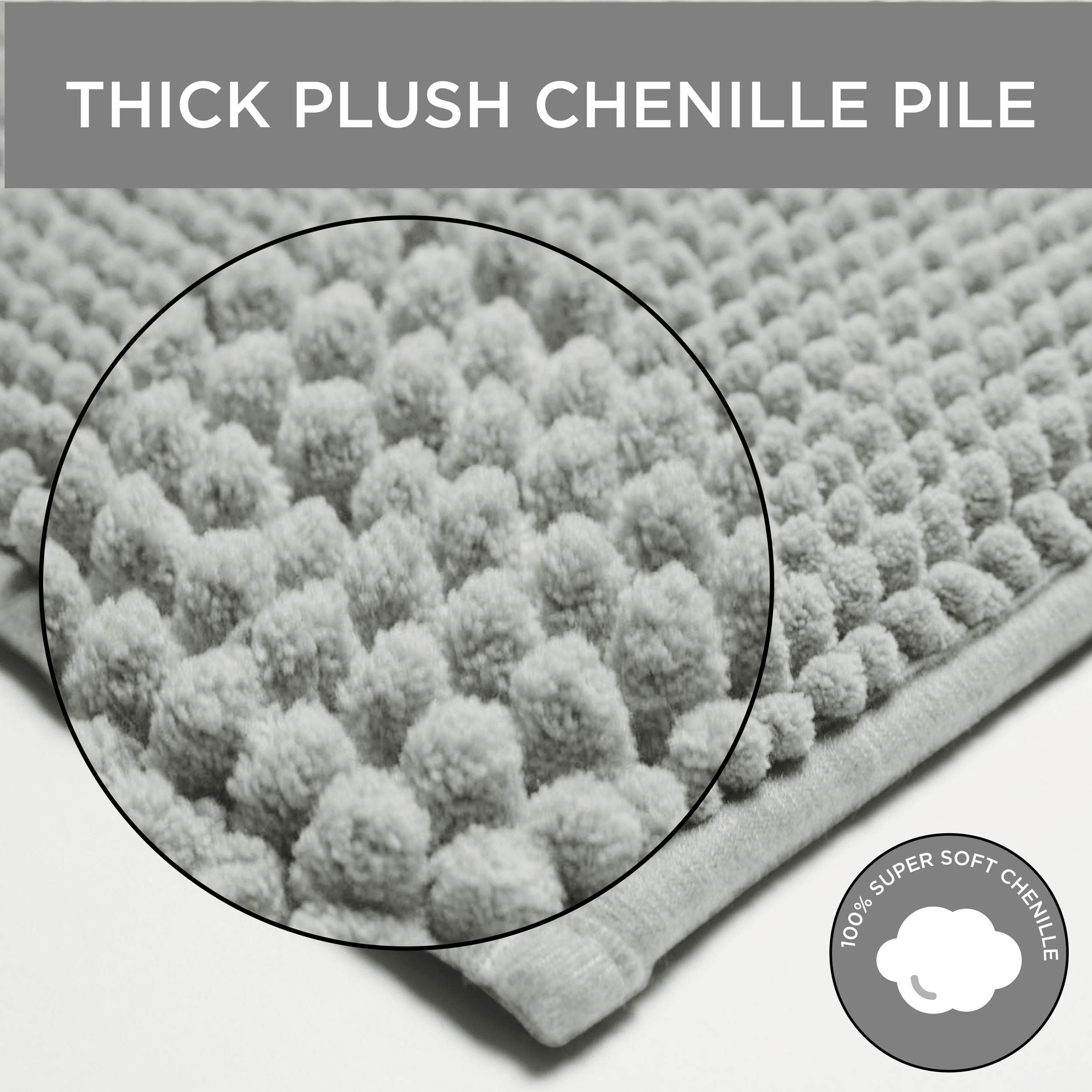 Plush Memory Foam Chenille Cushioned 17" x 24" 2-Piece Bath Mat with Bounce Comfort Technology