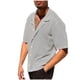 thumbnail image 3 of Camisas de Manga Corta Casual de Color Sólido de Punto Hueco Girar Cuello, Camisas Casuales para Hombre para el Verano, 3 of 7