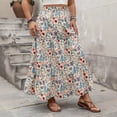 thumbnail image 4 of AURA Women’s A-Line Maxi Skirt Floral Print Pleated Design for Casual Wear Apricot XL–4XL, 4 of 6