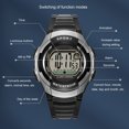 thumbnail image 4 of Reloj Deportivo Digital, Luces Nocturnas LED Vintage, Cronómetro, Alarma, Resistente Al Agua Hasta 50 M, Parte Trasera De Acero Inoxidable, Para Correr, Escalar, Caminar, Pescar, 4 of 7