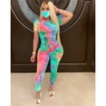 thumbnail image 6 of Luiryar Women 2 Piece Tracksuit Set Short Sleeve Tie Dye Tops High Waist Pants Bodycon Yoga Sports Summer Outfits, 6 of 8