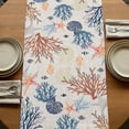 thumbnail image 5 of Table Runners 90 Inches Long Dress Scarves, Blue Coastal Farmhouse Coffee/Dining/Kitchen Table Runner for Living Room, Summer Beach Coral Shell Starfish Vintage 13x90 Inch, 5 of 9