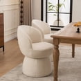 thumbnail image 5 of Kidol & Shellder Boucle Dining Chair 2PCS, Swivel Accent Chair with Armless Barrel Design & Mid Back, Plush Upholstered Seat for Kitchen, Living Room, Vanity Room, Easy-Clean, White, 5 of 13