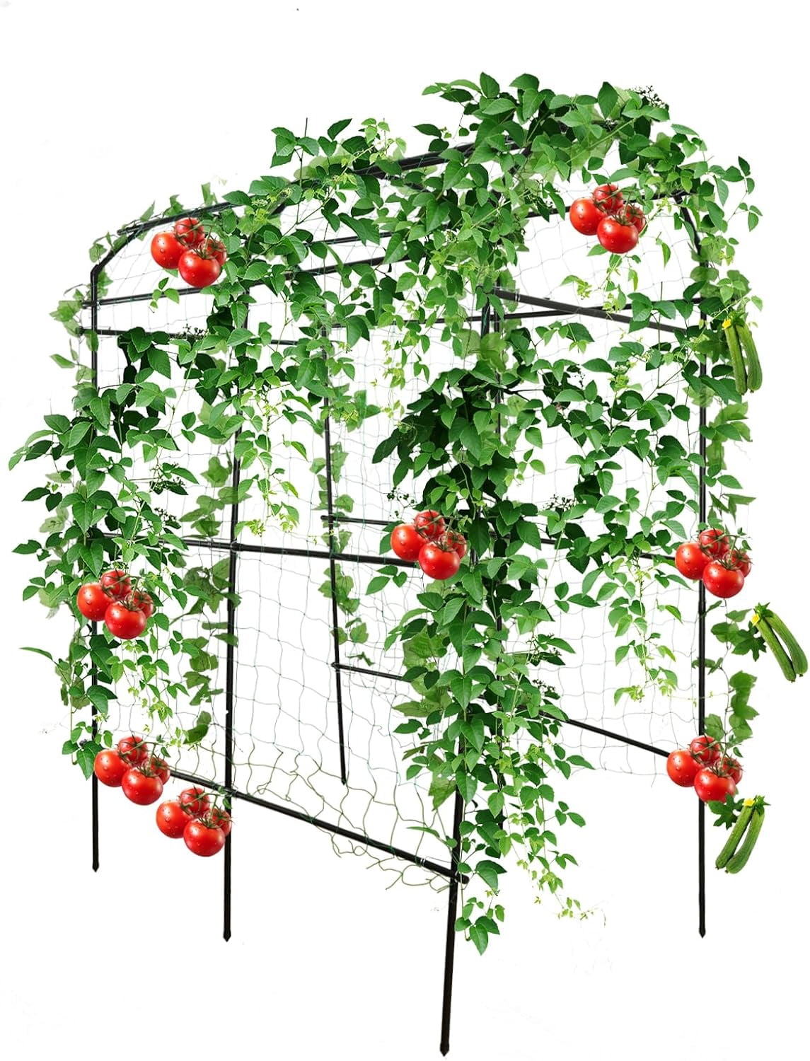 Tall Garden Arch Trellis for Climbing Plants Outdoor, 5 ft Tall Polyethylene-Coated Stainless Steel Garden Arch for Climbing Vine Vegetable/Fruit/Flower, Cucumber Trellis for Raised Bed, Black