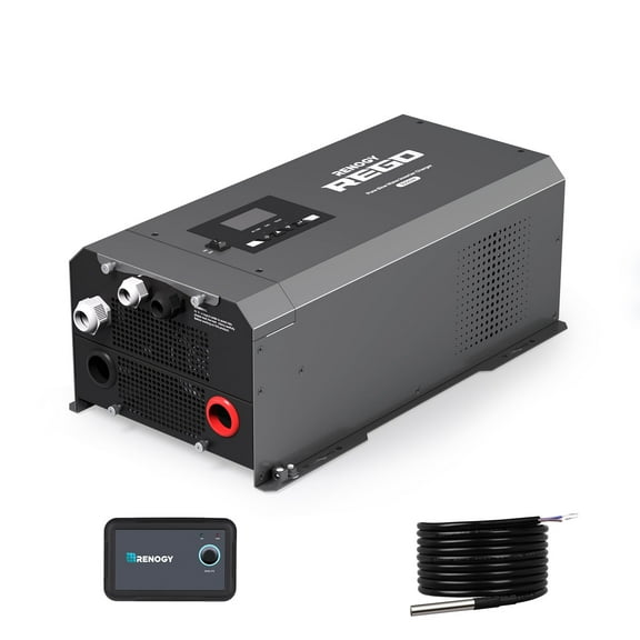 Renogy 3000W Pure Sine Wave Inverter Charger w/LCD Display, 12V DC to 120V AC, Built-in Bluetooth, 4-Stage Charging, REGO
