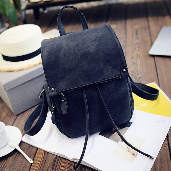 TopLLC Women's Backpacks Fashion Women's Outdoor Simple Leathe Zipper Contrast Color Backpack Travel Bag Women Packet