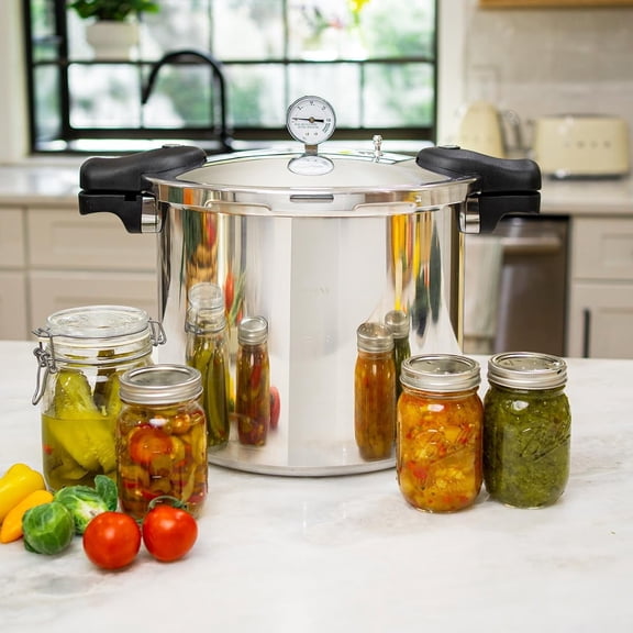 Barton 22-Quart Aluminum Pressure Canner with Pressure Gauge, Heavy-Duty Stovetop Canning Pot with Rack, 13 PSI Valve for Home Food Preservation