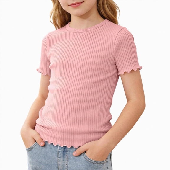 xaweyi Girls Short Sleeve Tops Cute Casual Crew Neck Short Sleeve Blouse Preppy Summer Top for Girls,Sizes 11-12 Years