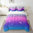 thumbnail image 2 of Feelyou Glitter Sequin Print Bedding Comforter Set 7pcs for Female, Cartoon Dreamy Stars Print Queen Bedding Sets, Modern Fashion Reversible Queen Sheet Sets, Lightweight Room Decor, 2 of 7