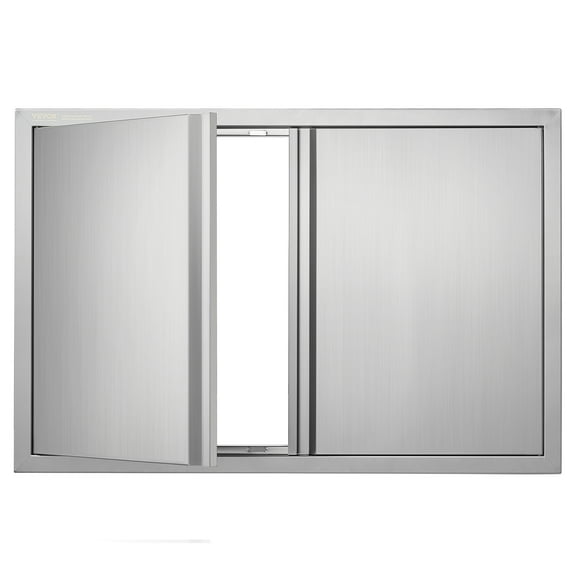 VEVOR BBQ Access Door, 36W x 24H Inch Double Outdoor Kitchen Door, Stainless Steel Flush Mount Door, Wall Vertical Door with Recessed Handles , for BBQ Island