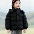 thumbnail image 2 of Otqutp Kids Fuzzy Hooded down Jackets Snap Buttons Zipper Puffer Coats Boys Girls Winter Windproof Warm Outwear with Pockets, 2 of 3