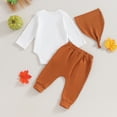 thumbnail image 6 of Newborn Infant Baby Boy My First Halloween Outfit Pumpkin Long Sleeve Romper Pants Hat Fall Halloween 3Pcs Clothes Set, 6 of 8