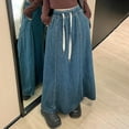 thumbnail image 2 of RUTAYY Women Casual High Waist Denim Skirt Slim Fit A-Line Jean Maxi Skirt Solid Color Flowy Swing Skirts, 2 of 9