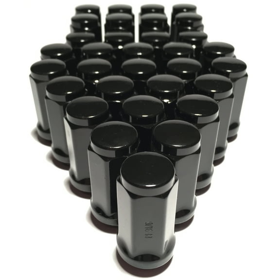 32 Black 9/16 XL Lug Nuts Long Bulge Acorn 1.75" Tall Wheel Nut Lugs 9/16-18