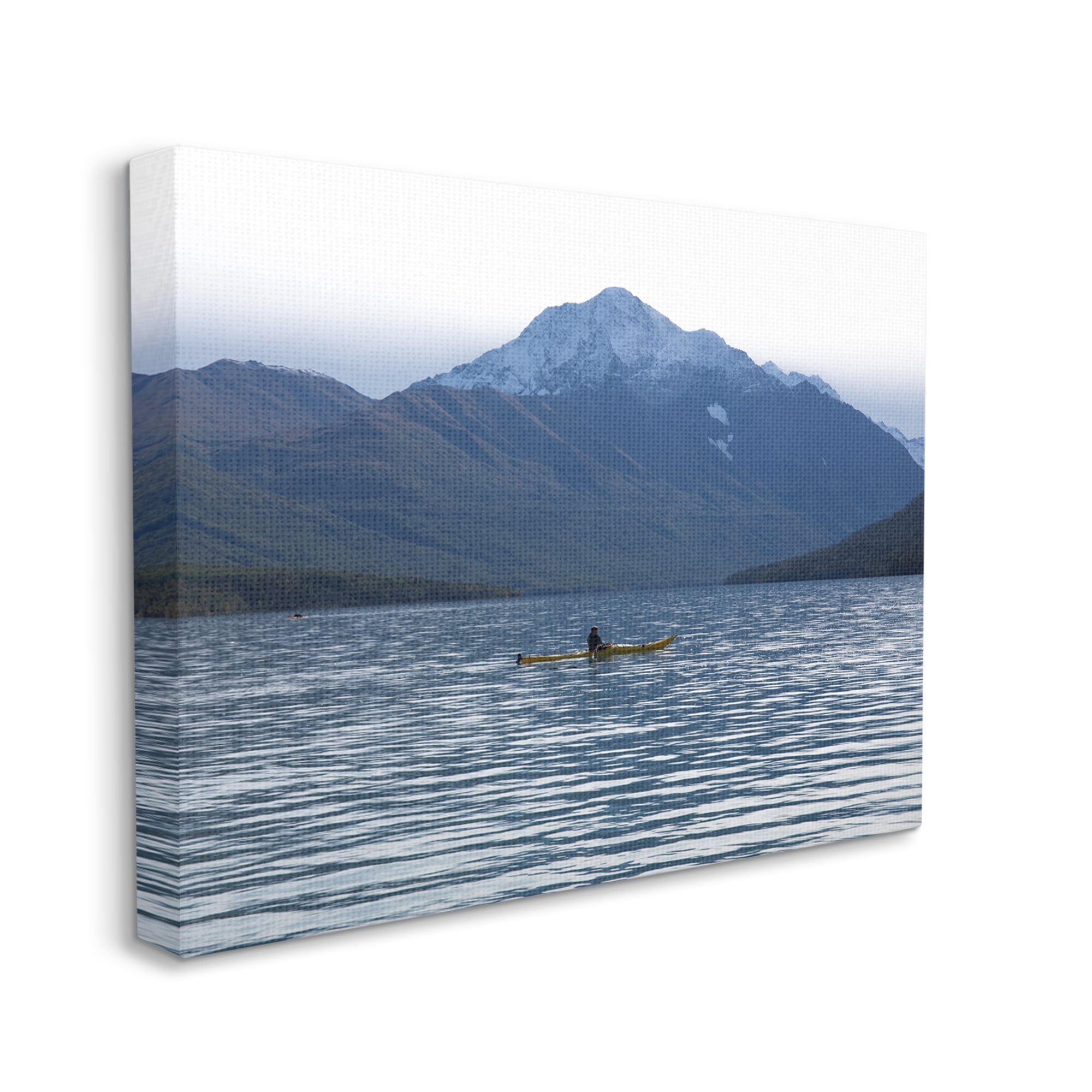 Stupell Industries Canoe & Mountain Lake Landscape Photography Gallery Wrapped Canvas Art Print Wall Art, 20 x 16