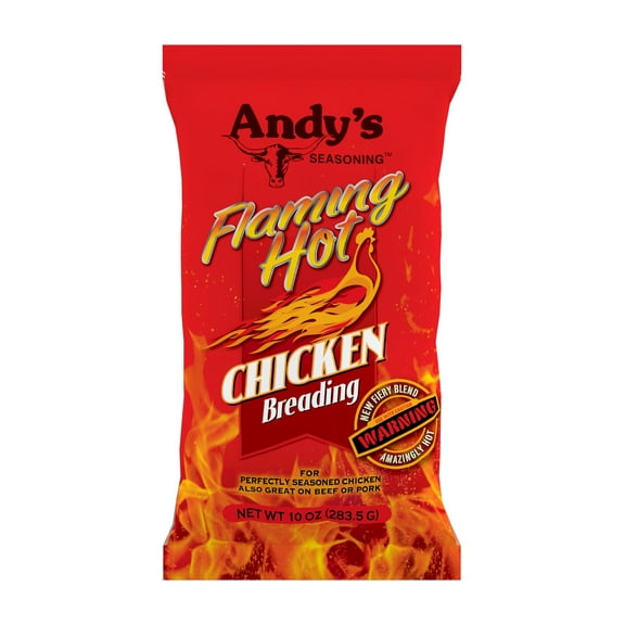 (Pack of 6), Andy’s Seasoning Flaming Hot Chicken Breading, 10 oz
