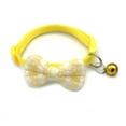 thumbnail image 1 of Trayknick Pet Cat Collar Plaid Pattern Decorative Adorable Pet Dogs Cat Breakaway Bow Collar with Bell for Small Dogs Yellow, 1 of 13