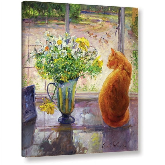 Timothy Easton "Striped Jug With Spring Flowers" Gallery-Wrapped Canvas Wall Art