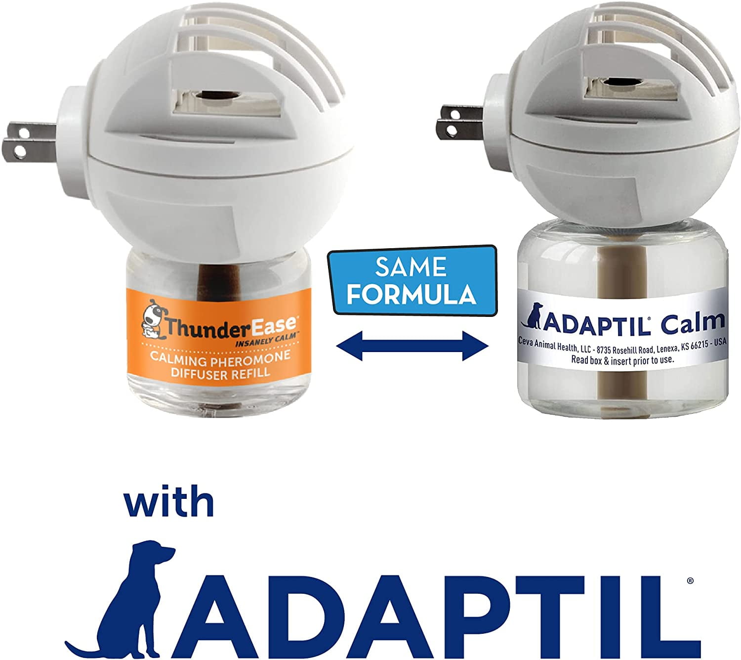 ThunderEase Dog Calming Pheromone Diffuser Kit Powered by ADAPTIL Vet Recommended to Relieve Separation Anxiety, Stress Barking and Chewing