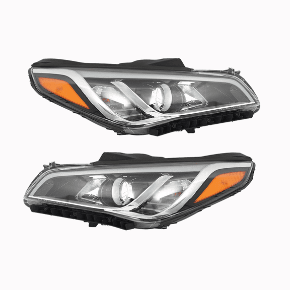 Top Gear Motors Halogen Headlight Assembly Pair Left and Right for Hyundai Sonata 20152017 Chrome Housing Clear Lens Direct Replacement