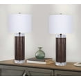 thumbnail image 2 of Grandview Gallery Cylinder Table Lamps - Set of 2, 29.25” Fluted Polyresin Brown with Crystal & Linen Shade, 2 of 5