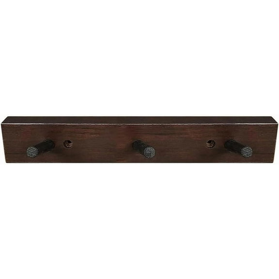CONSDAN Coat Rack Wall Mount, USA Grown Hickory Coat Hooks with 3 Hooks, Wooden Coat Hanger Wall Mount for Hanging Coats, Jacket, Clothes, Hat, Dark Walnut