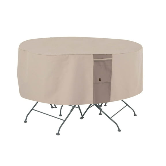 Modern Leisure Monterey Round Outdoor Patio Table & Chair Set Cover, 94" Dia x 23"H, Beige