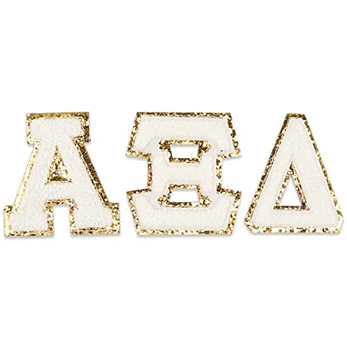 Sorority Shop Alpha Xi Delta Chenille Letter Stickers - Adhesive Back, Set of 3 Greek Letters