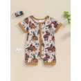 thumbnail image 2 of Suealasg Western Baby Boys Clothes Short Sleeve Crew Neck Cattle Horse Print Zipped Jumpsuit 3M 6M 12M 18M Infant Boys Summer Romper Bodysuit, 2 of 7