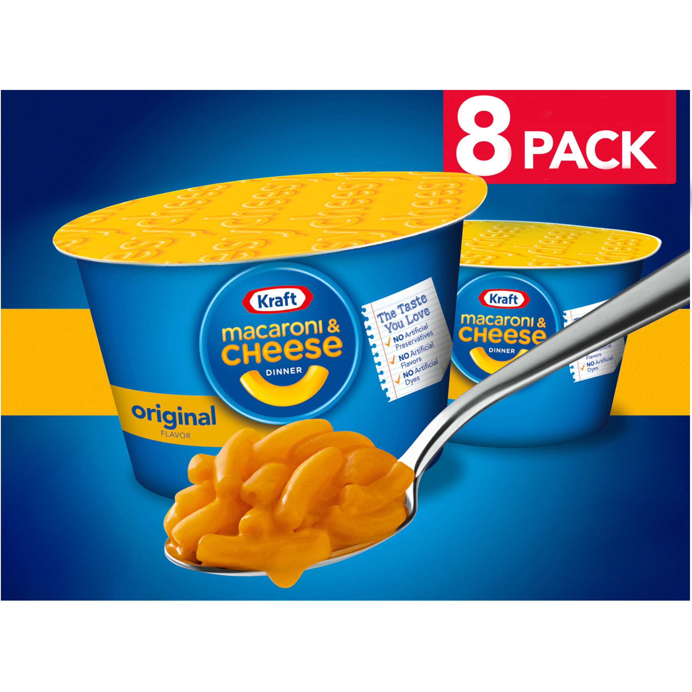 Kraft Original Macaroni & Cheese Easy Microwavable Dinner, 8 ct Box, 2. ...