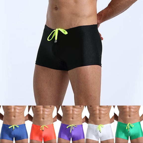 sunsanly Low Rise High Elasticity 3D Cutting Swimming Trunks Men Solid Color Drawstring Swim Shorts Beachwear