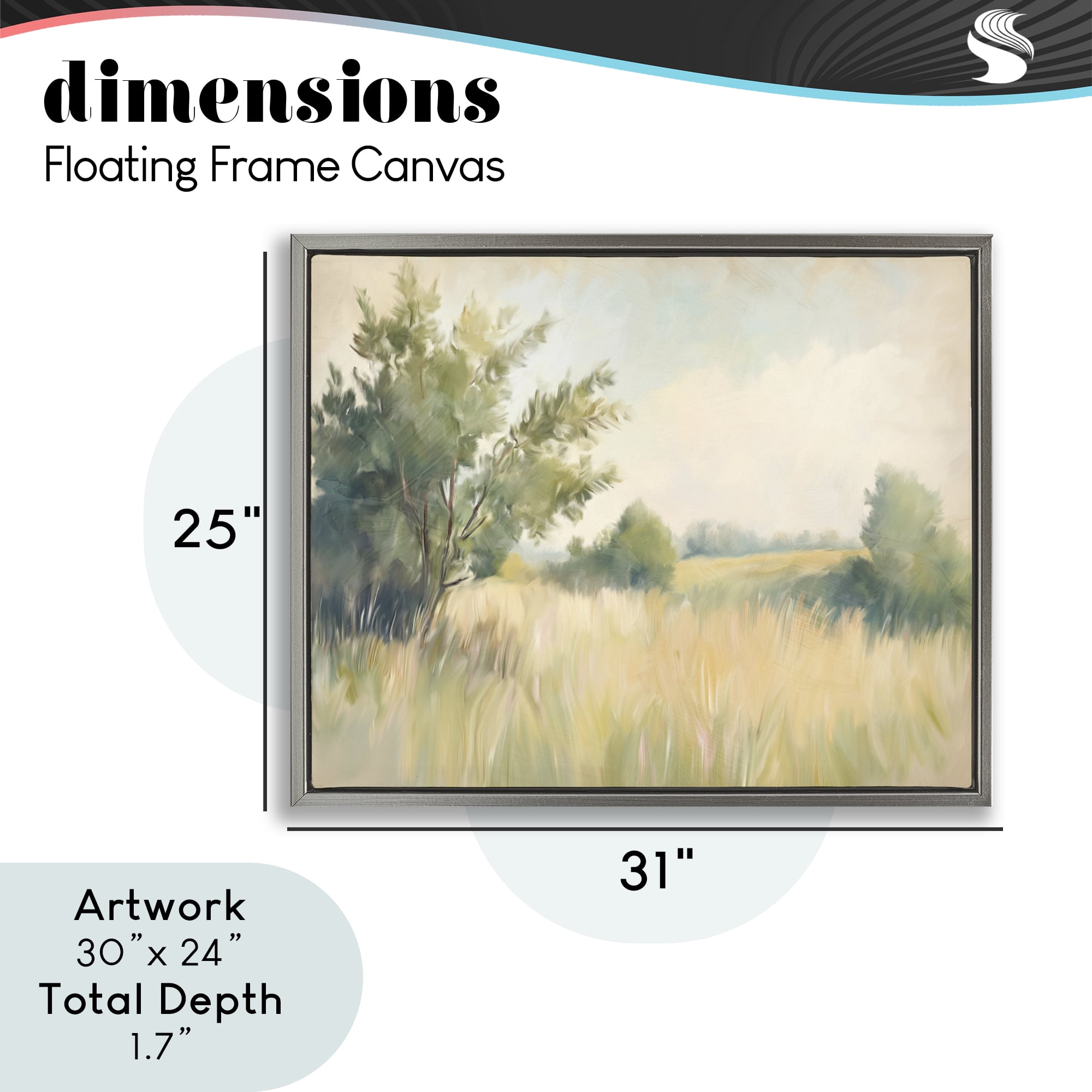 Stupell Industries Summer Green Meadow Gray Framed Floater Canvas Wall Art, design by Kim Allen