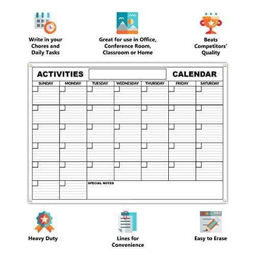 Extra Large Date Boxes Heavy Duty... 48-Inch by 72-Inch HUUUGE Wall Calendar