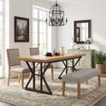 thumbnail image 3 of Farmhouse Dining Table For 6 People, 70.8-Inch Rectangular Rustic Wood Table With Heavy Duty Metal Legs, Multifunctional Kitchen Table For Dining Room (Light Walnut&Black), 3 of 7